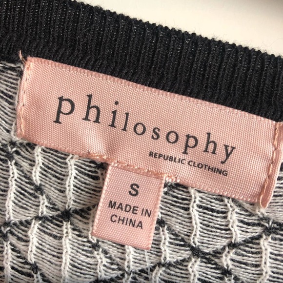 NWT Philosophy diamond pattern sweater black ivory - Picture 2 of 6